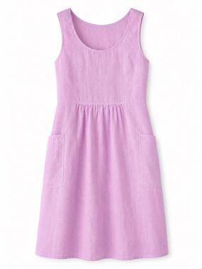 Poetry 100% Linen Sleeveless Pocket Dress Lilac Purple NWT 12
